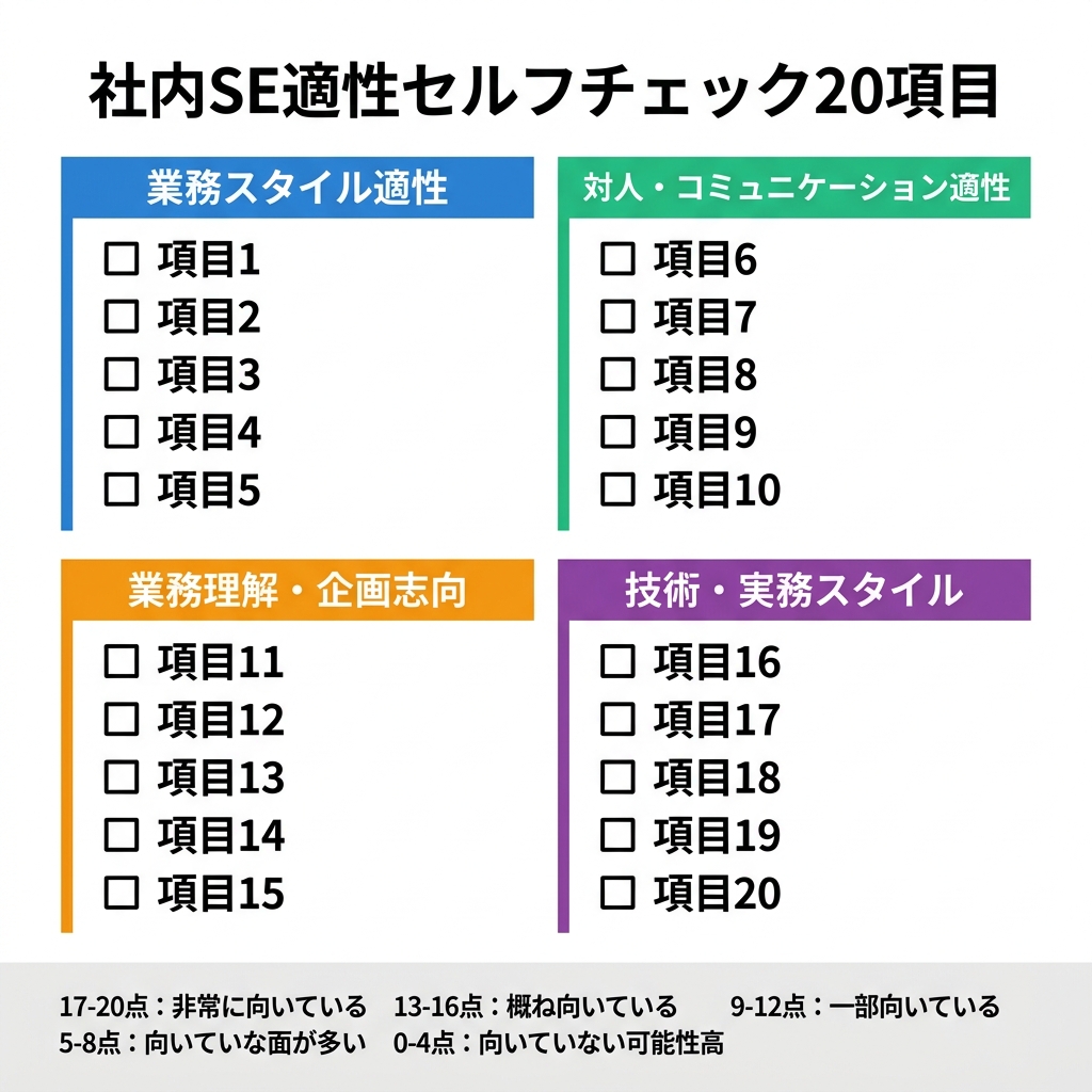 社内SE適性を確認する20項目のセルフチェックリスト