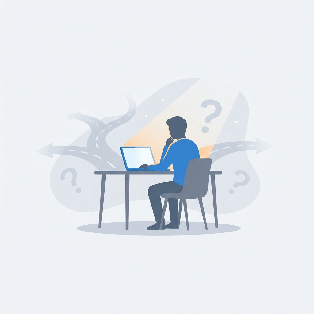 社内SEに向いているか思案する人物のイメージ画像