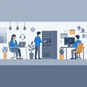 社内SEの3つの職種（情シス・インフラ・開発）を表すイメージ画像